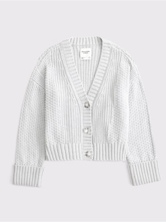 Abercrombie & Fitch Sweaters - Abercrombie & Fitch Gray Textured V‑Neck Button Cardigan